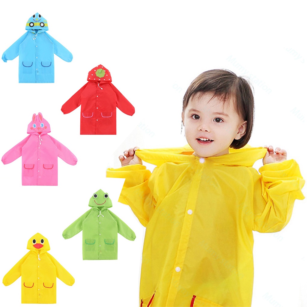 INDOMINI Jas Hujan Anak Perempuan Laki Laki Ransel Motif Karakter Lucu - Raincoat Anak Terusan Kantong Karakter R759