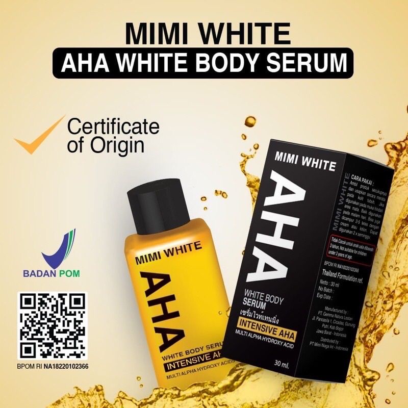 Mimi White AHA Body Whitening Serum Booster 100ml