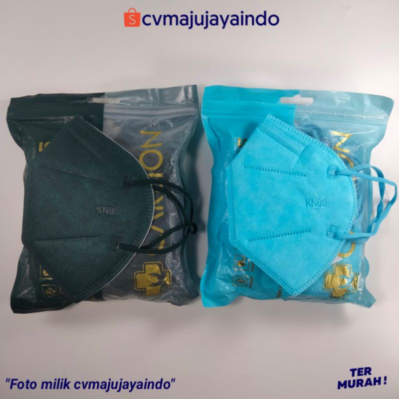 Masker KN95 Careion Warna Cowok Cewek Hijau tua Dark Green Army Biru muda Ocean blue