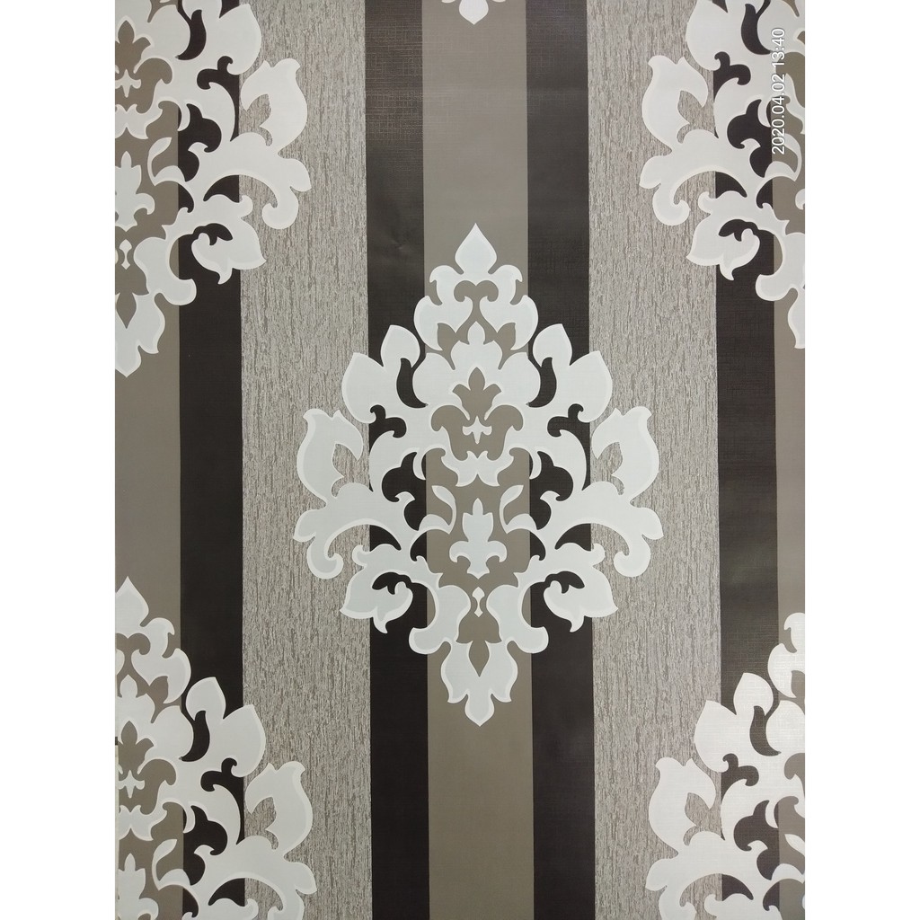 Wallpaper Dinding Motif Batik Silver Abu Ukuran Panjang 10 Meter x Lebar 45 CM