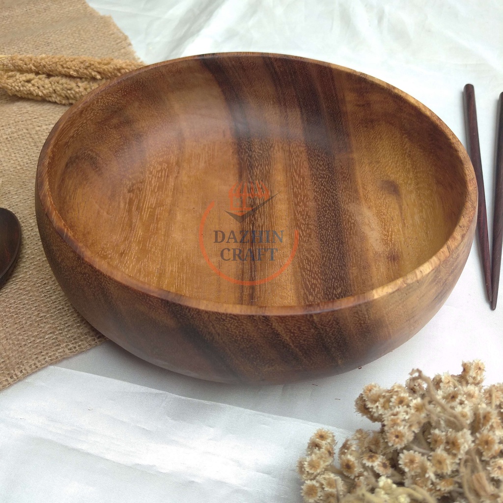 Mangkuk Kayu Suwar Diameter 3 Ukuran, Tanpa Finishing, Aman Untuk Makanan