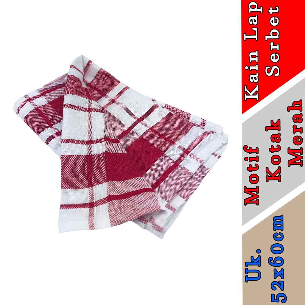 Kain Lap Serbet - Serbet - Motif Kotak - Uk. 52x60cm