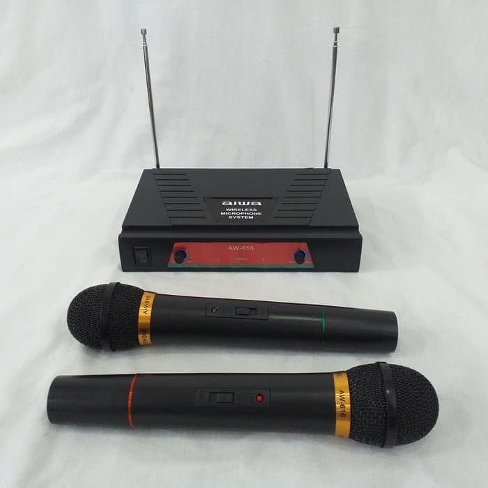 Mic Double Wireless-Microphone AIWA AW-616 Microphone Tanpa Kabel