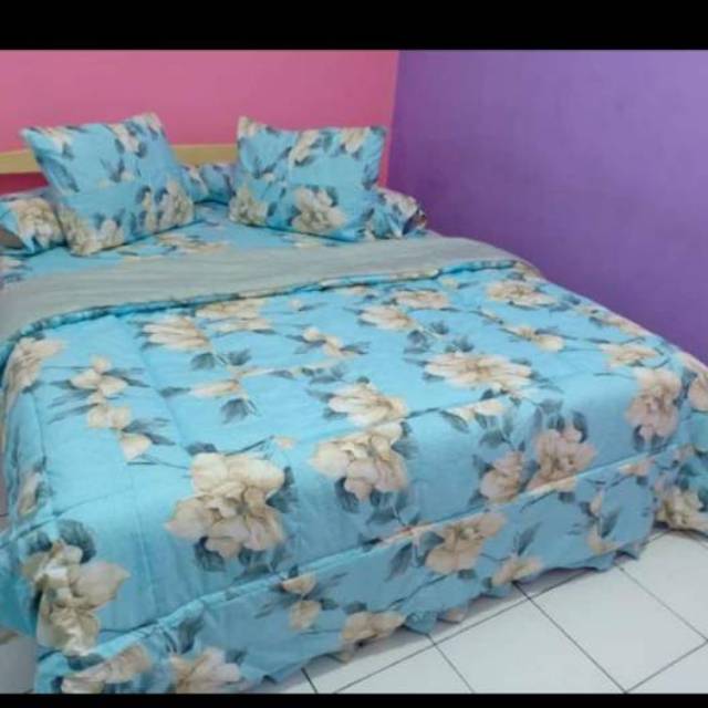 Bedcover set my love perca murah