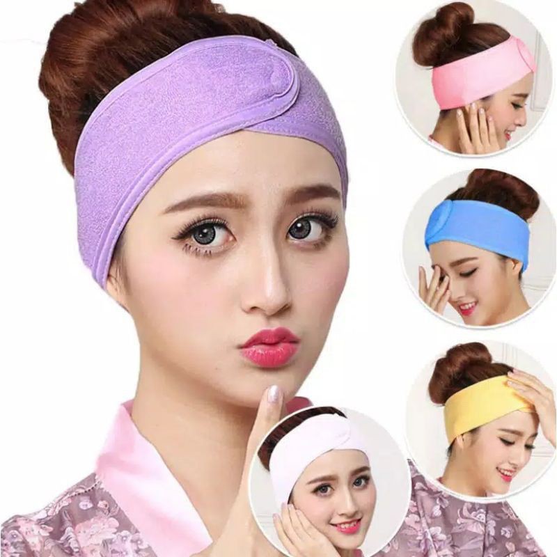 (BESAR 5 CM) Bando Masker Hairband Facial Handuk Bando Bandana Facial Masker