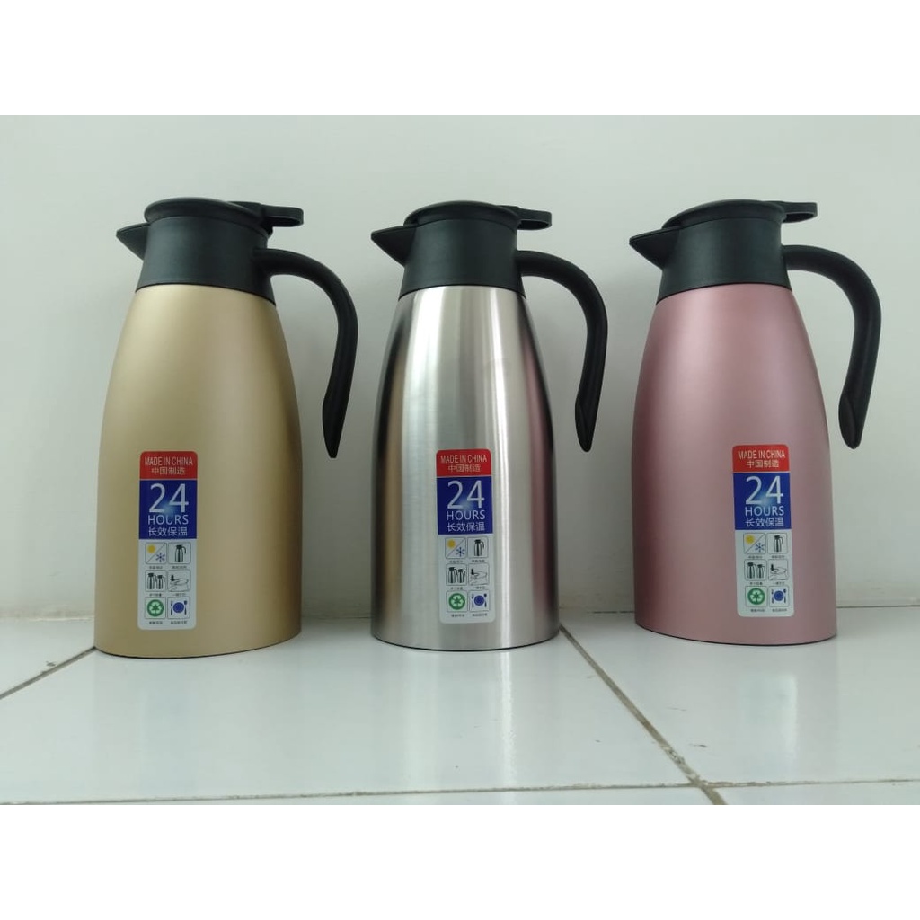 termos air vacuum stainless steel panas dingin teh kopi 2 liter warna