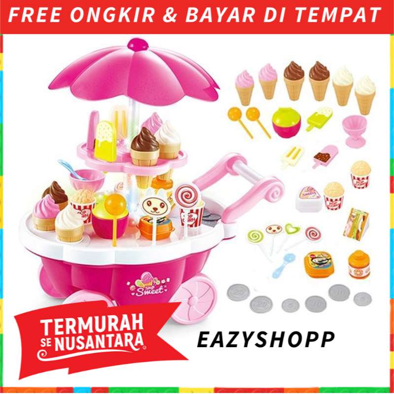 Mainan Anak Gerobak Es Krim Es Kriman Edukasi Jualan Dorong Ice Cream Shop Perempuan Cewek Kado Hadi