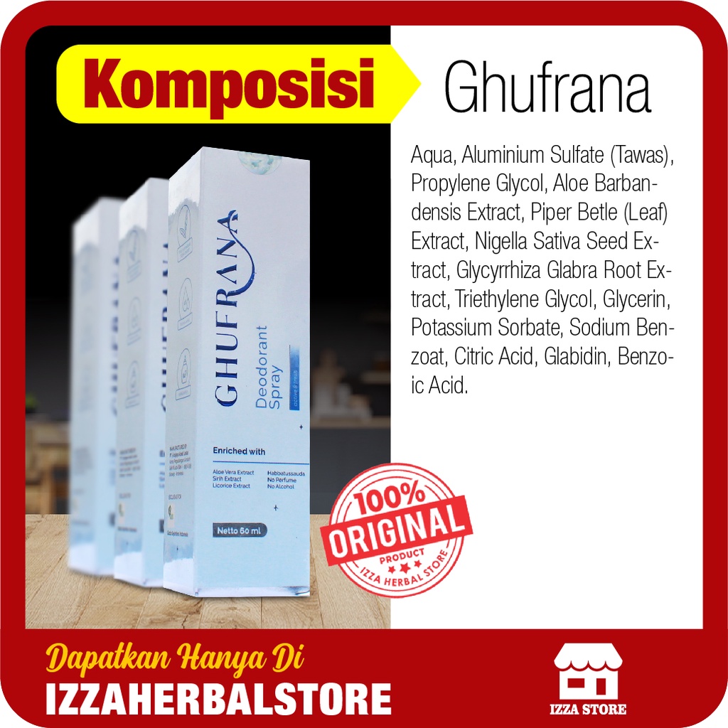 Diodorant Spray GHUFRANA Obat Ketiak BAU BADAN Warna Hitam Pada Pria Dan Wanita Basah Gidza ASLI ORIGINAL Dari BPOM