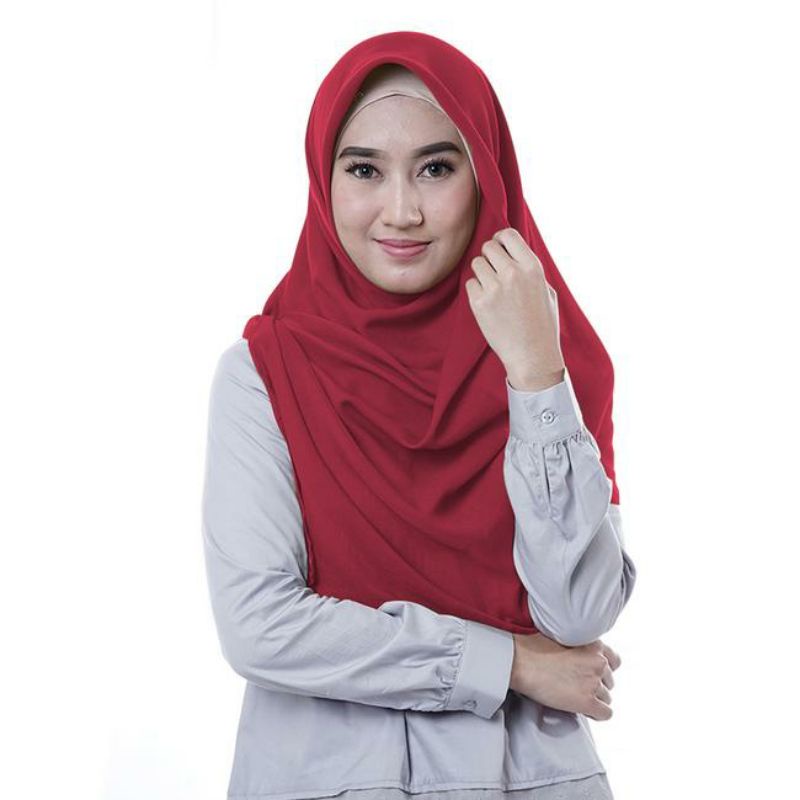 zoya aisha plain scarf warna merah cerah
