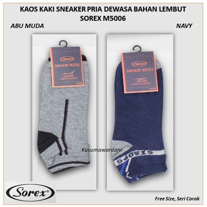 Kaos Kaki Pria Sorex M5006 Sneaker Socks Pendek | Kaos Kaki Cowok |ttc