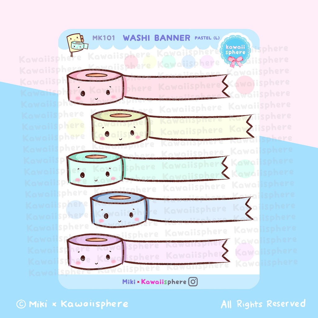 

Washi Banner Pastel L | Planner Sticker MK101 Kawaiisphere | Writable Waterproof