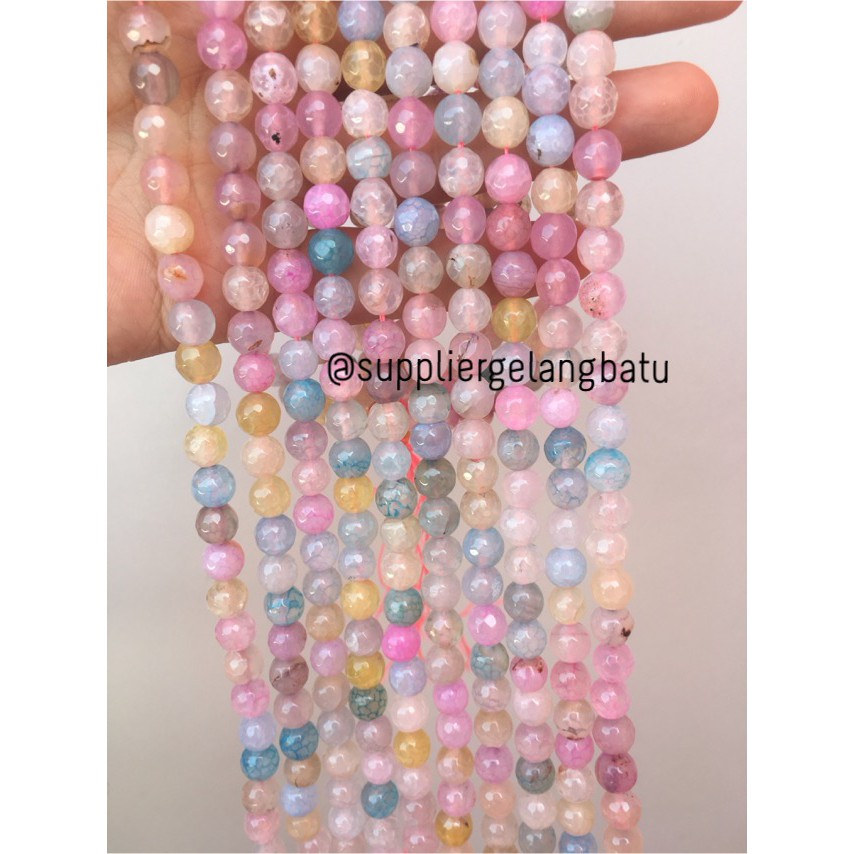 Natural Morgan FACETED beads 8mm CUTTING batu manik candy craft impor aksesoris supplier bahan beads