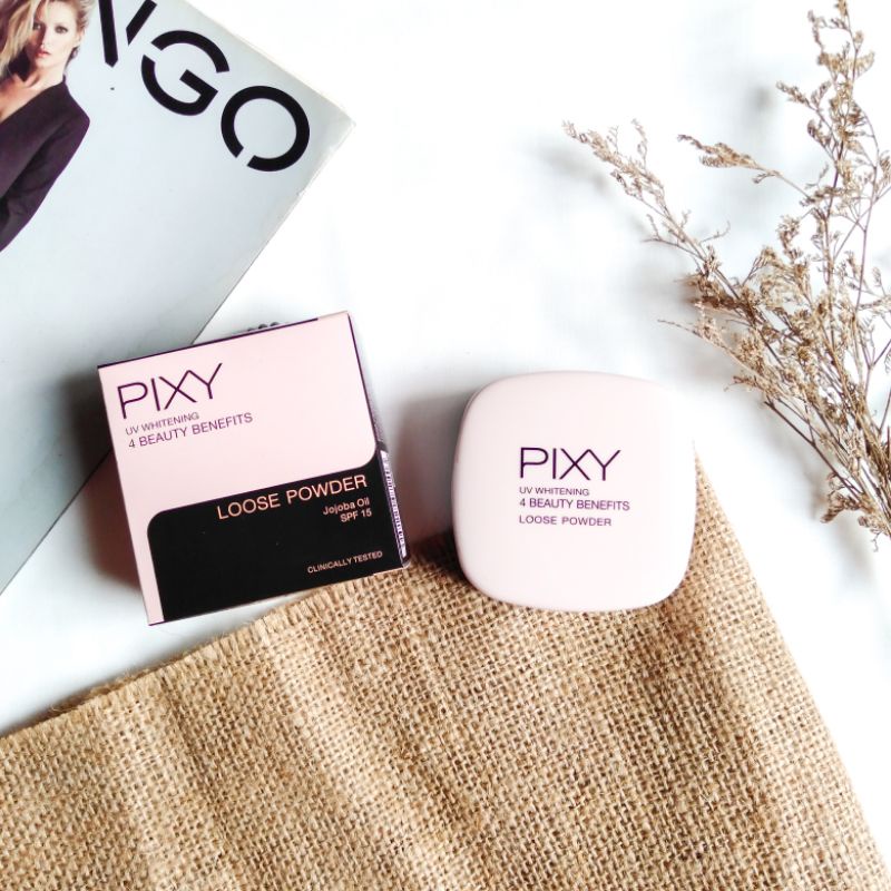 [NEW] PIXY UV WHITENING 4 BEAUTY BENEFIT LOOSE POWDER SPF 15 12gr/ BEDAK TABUR PIXY/ IVORY, YELLOW BEIGE, NATURAL BEIGE