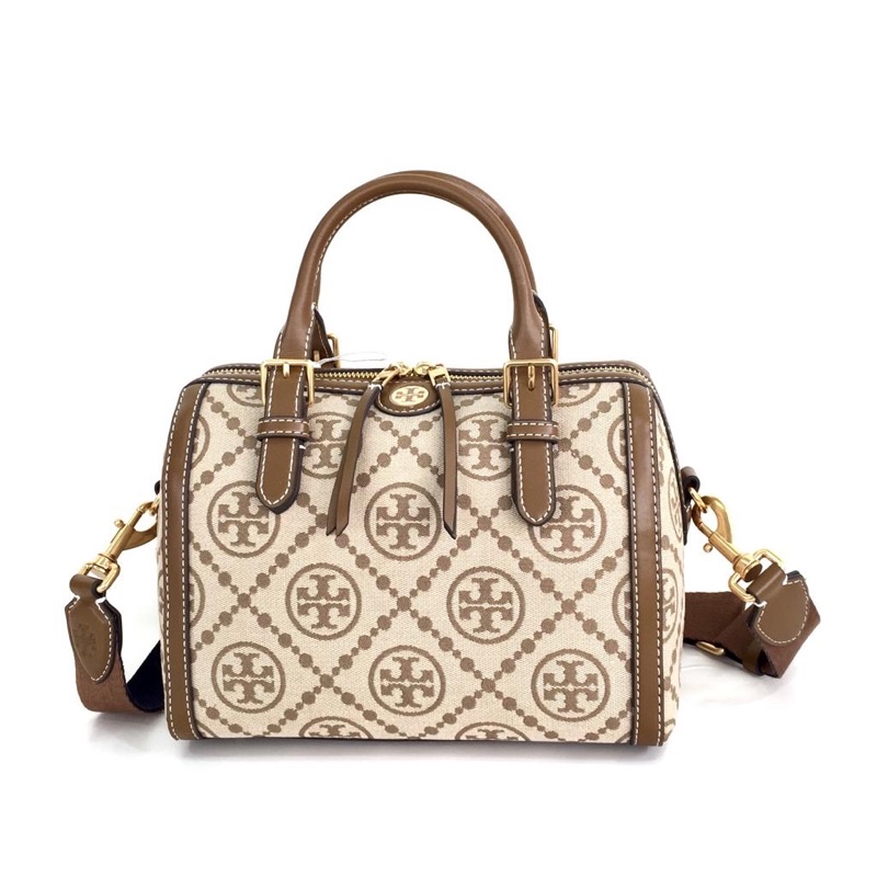 Tb T Monogram Jacquard Barrel Bag