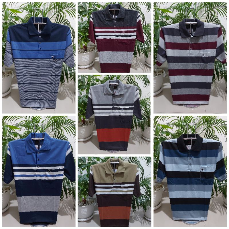 Kaos kerah salur size XL - Kaos kerah garis - Kaos wangki - kaos pria kerah -kaos kerah motif garis