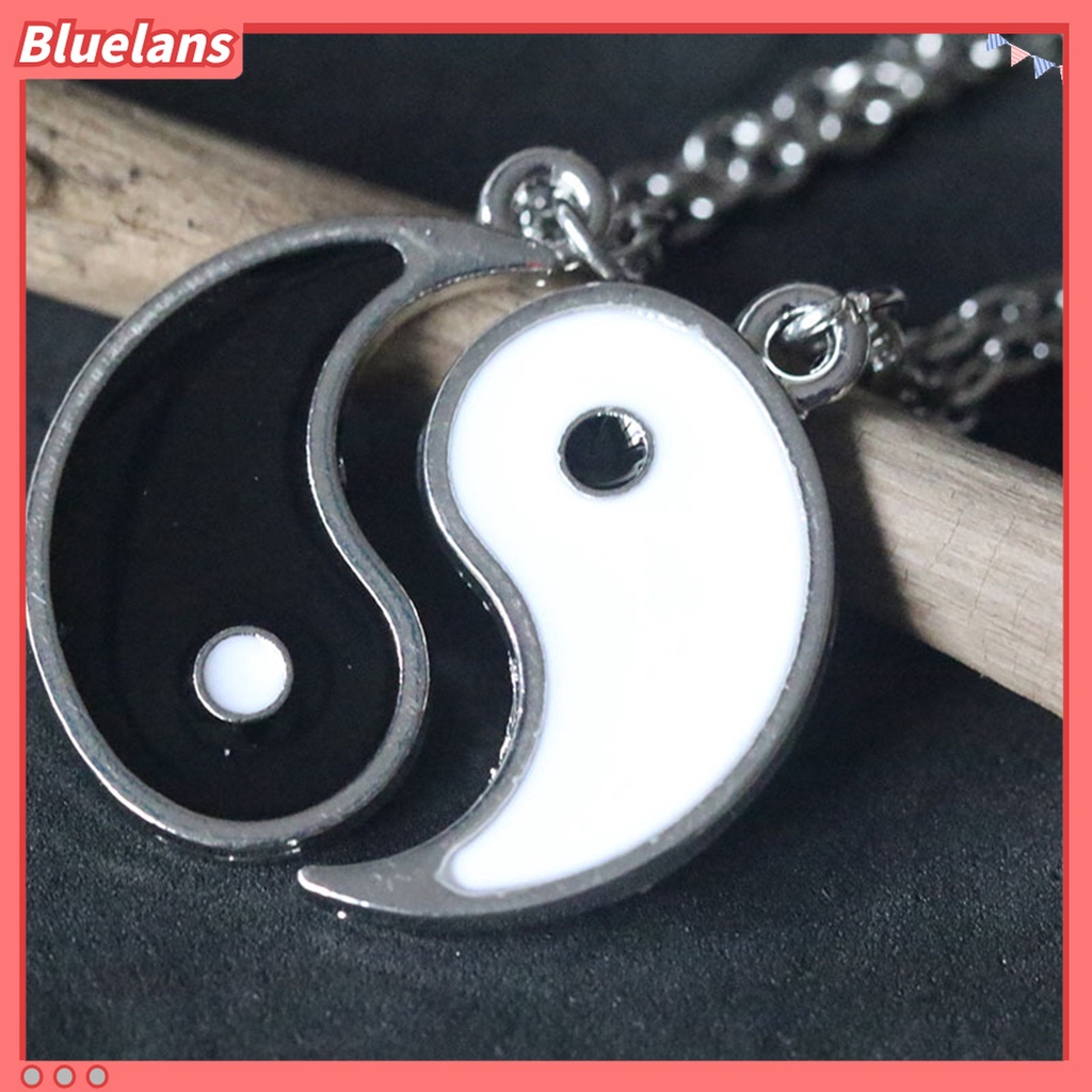 2pcs Kalung Persahabatan Pola Yin Yang Gaya Retro Tradisional Untuk Hadiah Pasangan