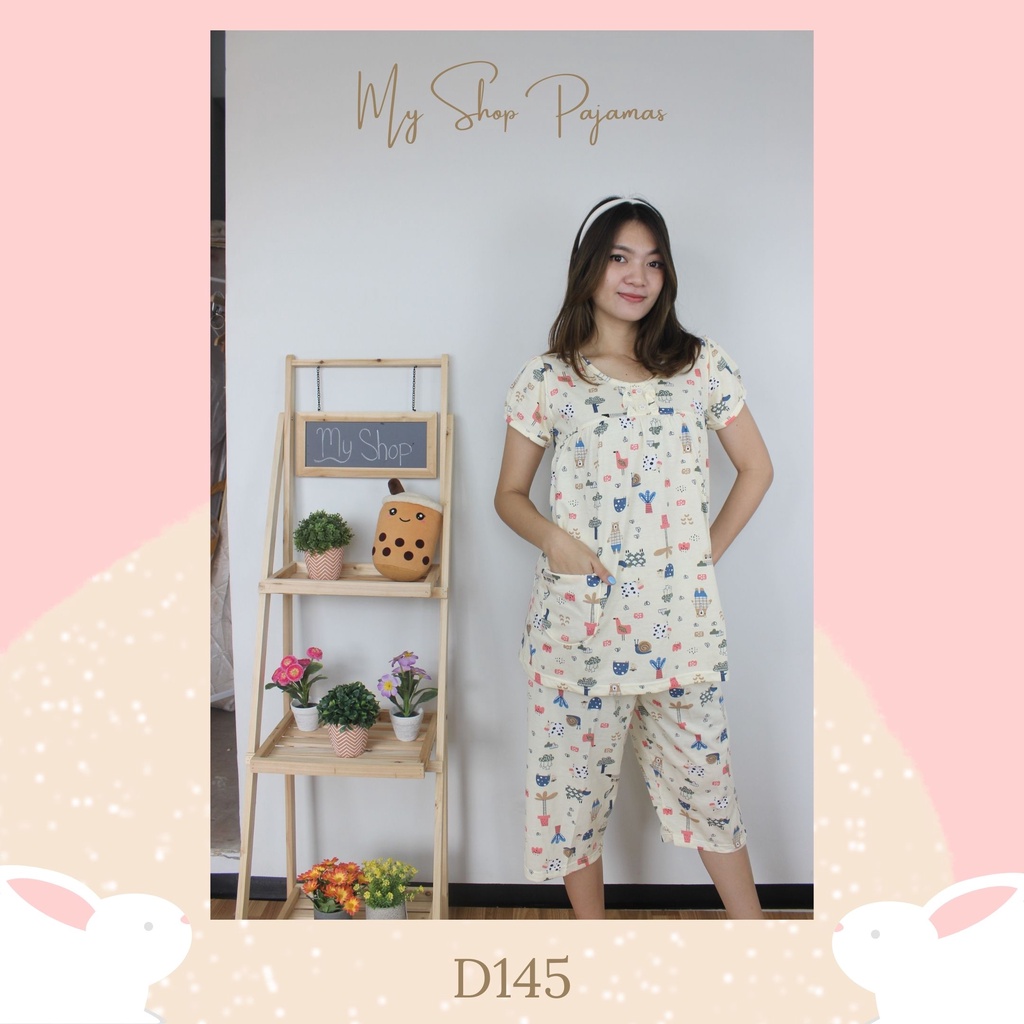 PIYAMA BABYDOLL WANITA TANGAN LENGAN PENDEK CELANA 3/4 LILY WHITE BAJUTIDUR DEWASA SLEEPWEAR PAJAMAS SPECIAL EDITION HPLW-6