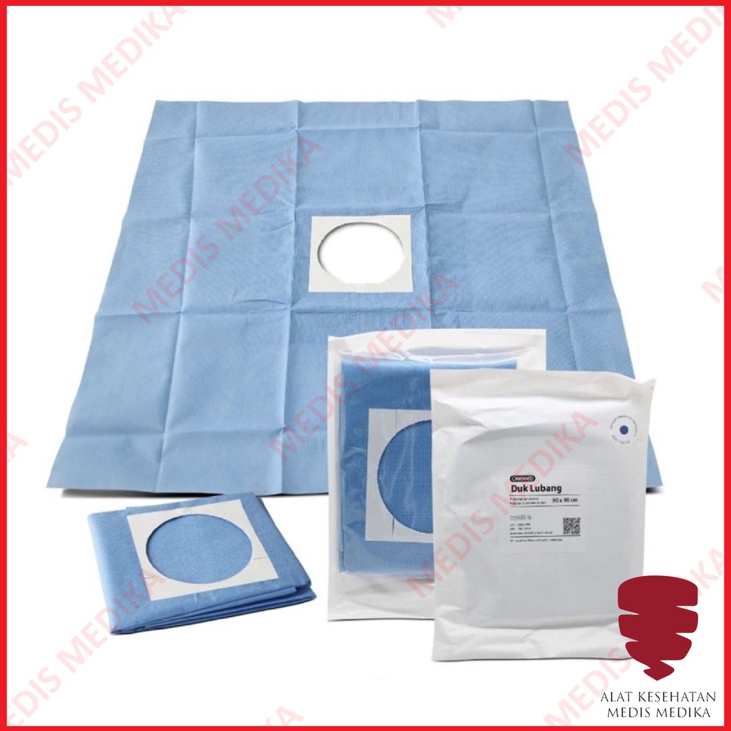 Duk Sterile 90X90 D7 Onemed Lubang 7cm Peralatan P3K Disposable Kain Operasi Steril 90 x 90 cm 90x90cm