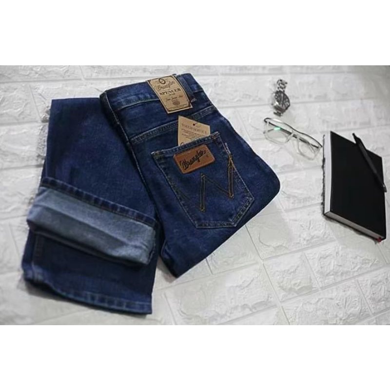 Celana Jeans Regurel Standar Original Wr3n9l3r Warna Biru Dongker Hitam Abu Coklat Biowash Wos 28-38