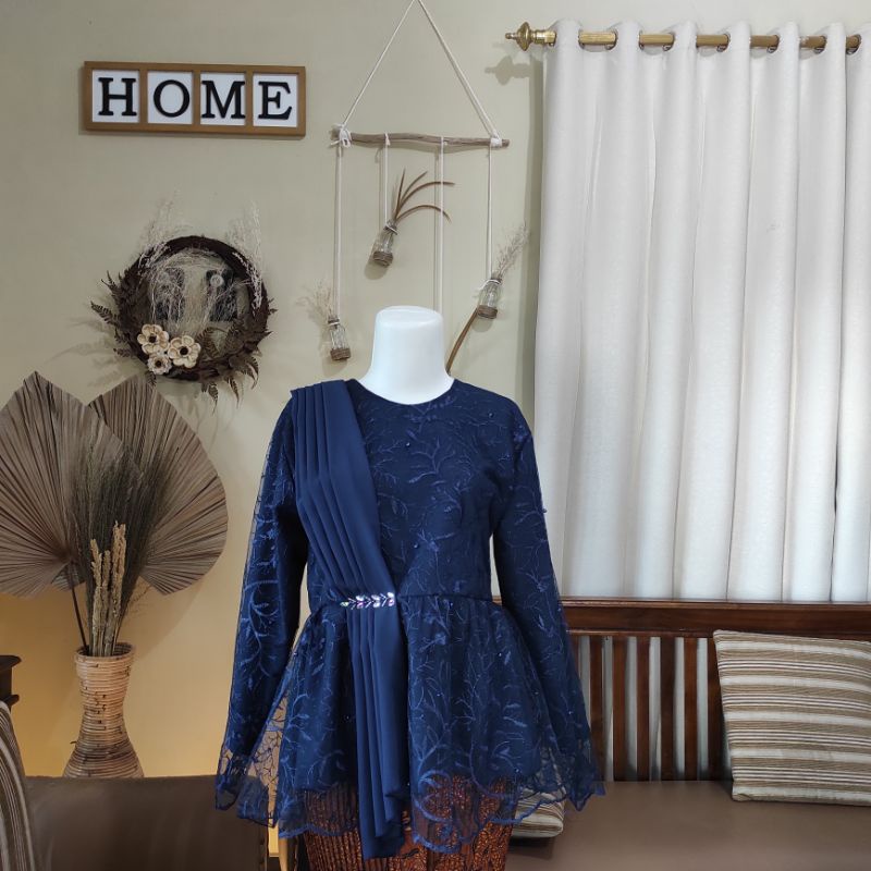 KEBAYA SELENDANG LAMARAN, WISUDA, DOMAS, BRIDESMAID (ATASAN SAJA)-Navy