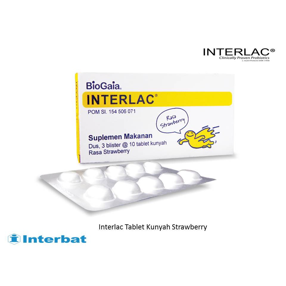 Interlac Tablet suplemen makanan Rasa strawbery