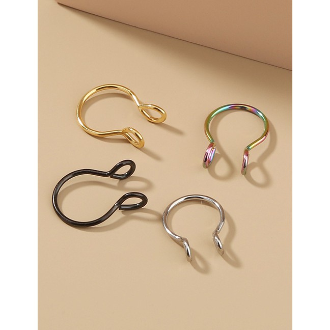 LRC Anting Hidung Fashion Color Mixing No Need To Wear Fake Nose Nails K78084