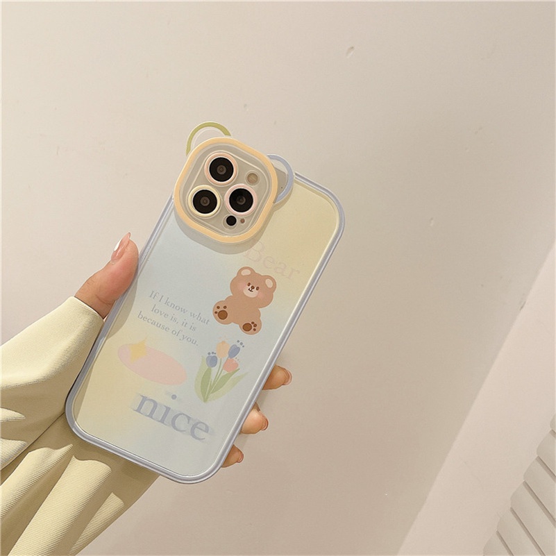 Soft Case TPU Transparan Shockproof Motif Beruang Untuk iPhone 14 13 12 11 Pro Max X Xr Xs Max SE 8 7 6 6s Plus