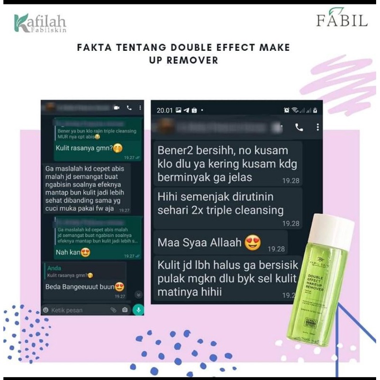 FABIL MAKEUP REMOVER DOUBLE CLEANSER UNTUK KULIT KERING, NORMAL, BERJERAWAT DAN BERMINYAK