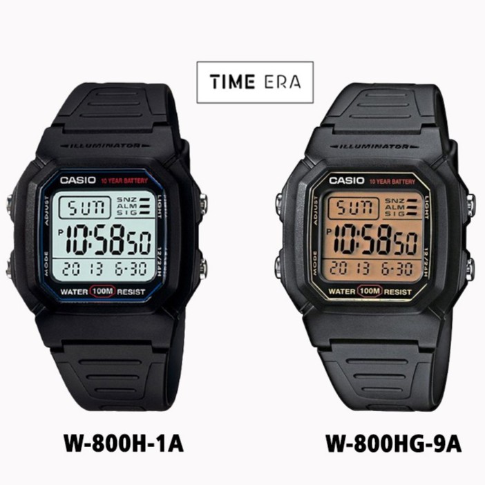 Casio Original W-800H / W-800H-1A / W-800HG-9A Jam Tangan Pria - Digital - Karet - Hitam