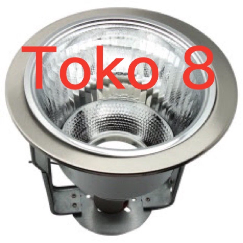 Downlight 3,5 / 4 inch Adjustable + Fitting E27 Putih &amp; Silver / Lampu Plafon