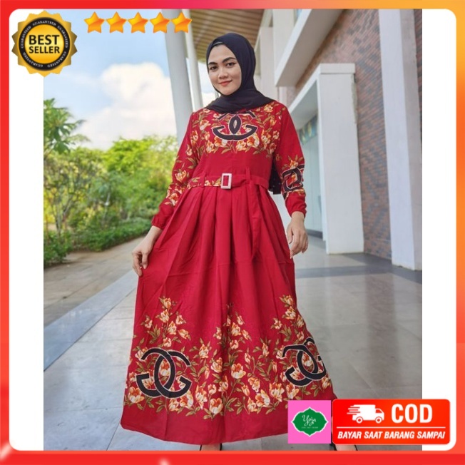 Gamis SHR Monalisa Printing GG Terbaru Fashion Muslim Dewasa Kekinian Viral Simple Mewah Ori Asli Br