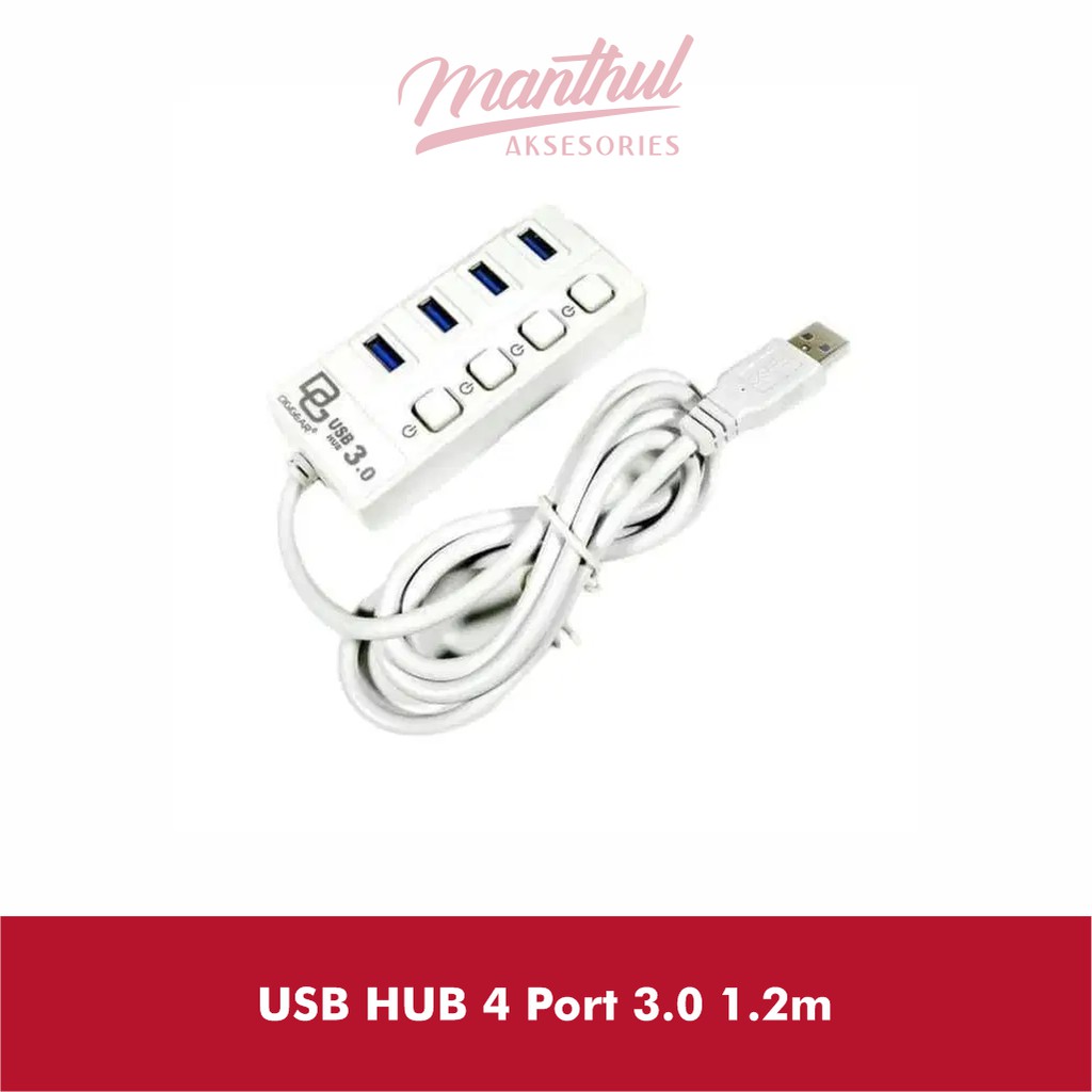 Digigear USB HUB 4 Port Kabel 1.2 meter on/off - USB 3.0