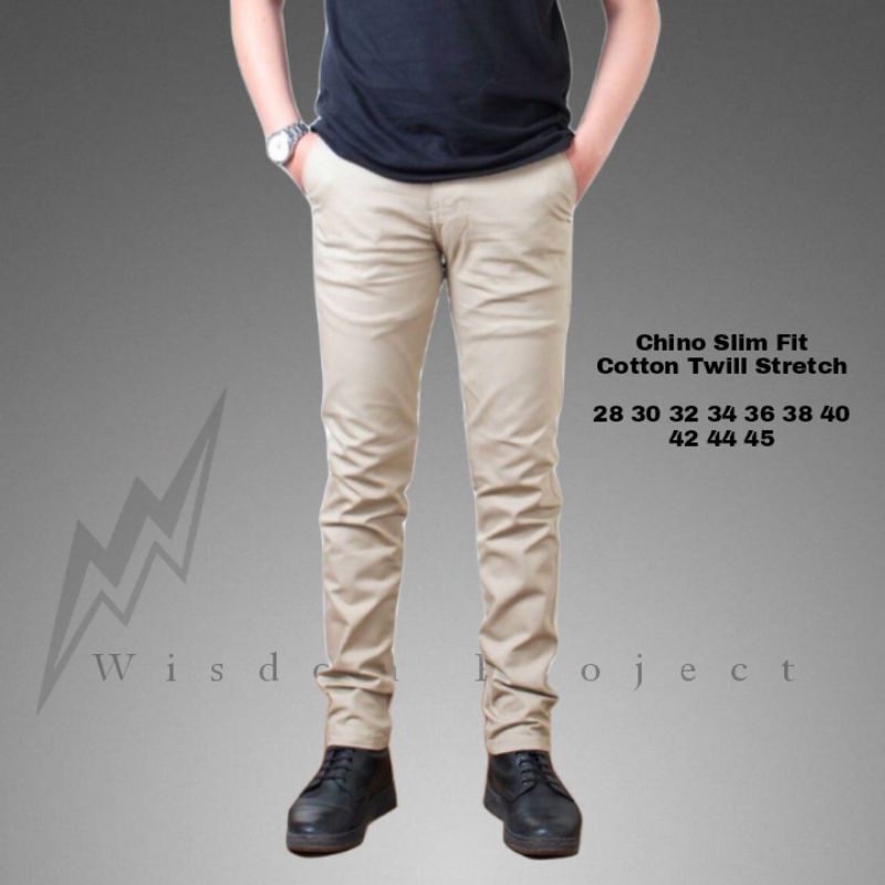 Wisdom Project Celana Chino Panjang Slimfit Cotton Stretch Original - Olive