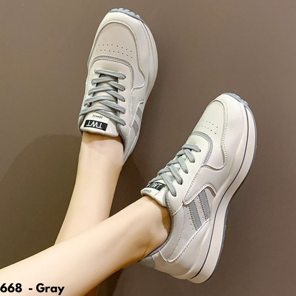 SEPATU SNEAKERS WANITA IMPORT PUTIH POLOS BERKUALITAS NYAMAN COMFY FIT VIRAL TERBARU 668