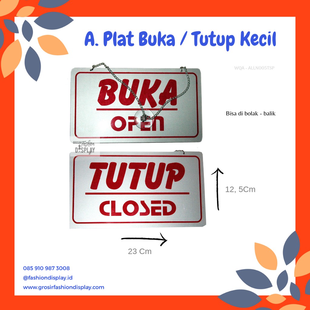 AKRILIK PLAT TULISAN BUKA DAN TUTUP  BISA BOLAK BALIK 