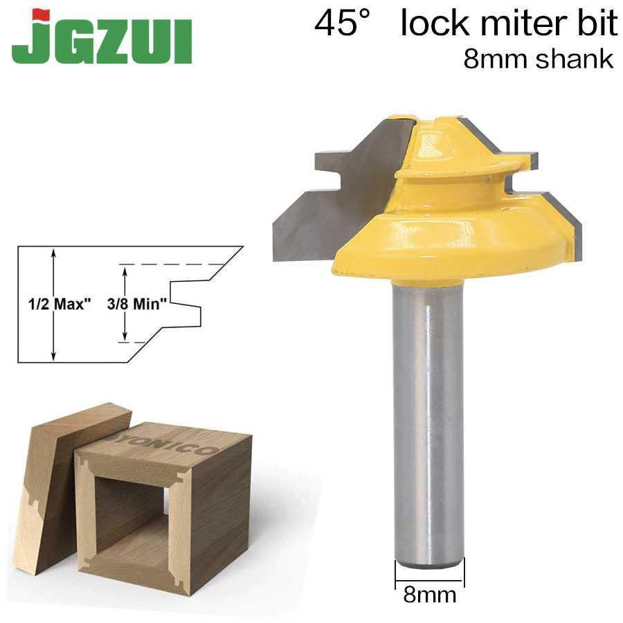 JGZUI Mata Bor Drill Bit 45 Degree Lock Mitter Router Bit Milling 6mm