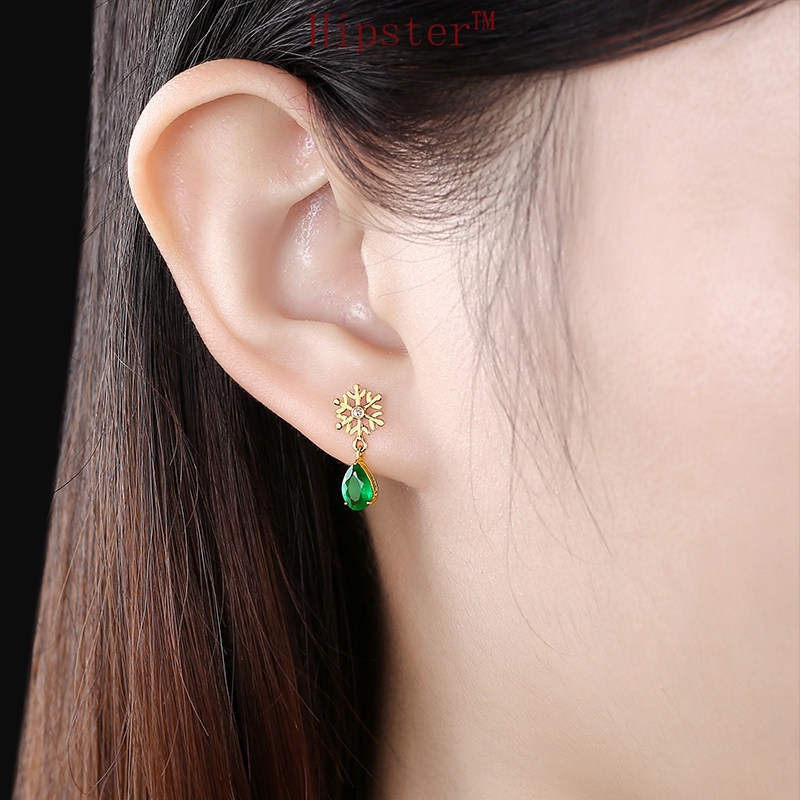 Hot Sale Light Luxury Natural Emerald Ear Studs