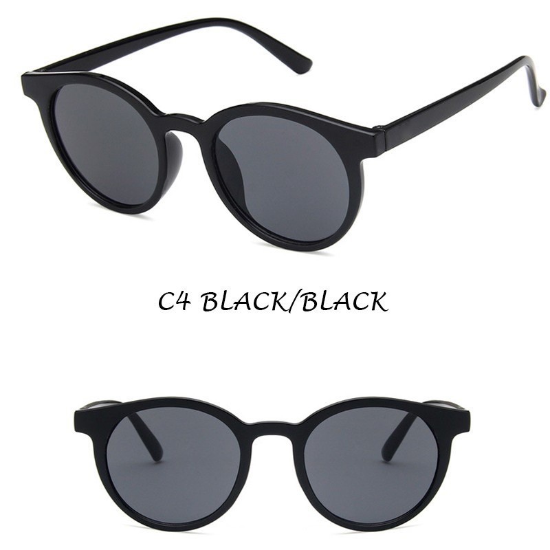 BAJ  Kaca Mata Korean Fashion Retro Bulat  Hitam Wanita Pria Sunglasses grosir import