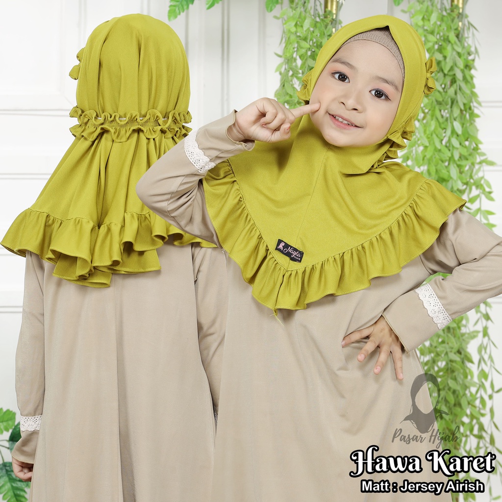 Jilbab Anak Hawa Karet Usia 2 - 5 tahun Kerudung Anak Jersey Airis Pasar Hija'b