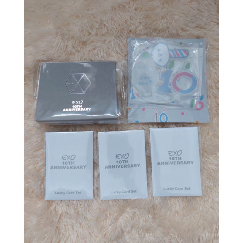 [SEALED] EXO 10TH ANNIVERSARY NECKLACE ACRYLIC STAND LUCKY CARD SEHUN LAY D.O. PHOTOCARD PC