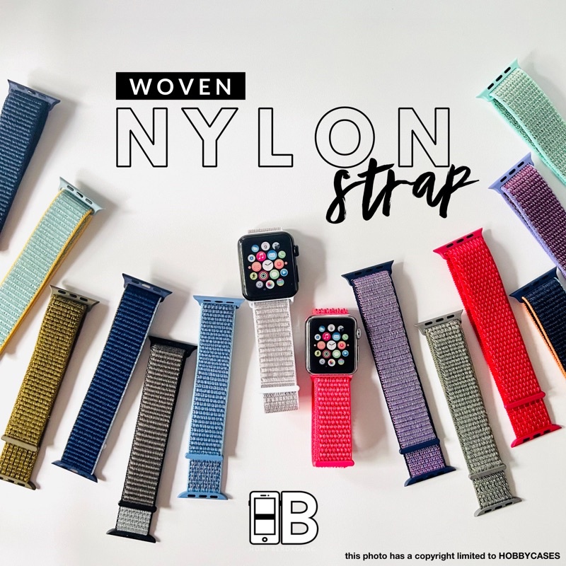 Strap Woven Nylon Nilon untuk Apple Watch Seri 1 2 3 4 5 6 7 SE 38mm 40mm 41MM 42mm 44mm 45MM