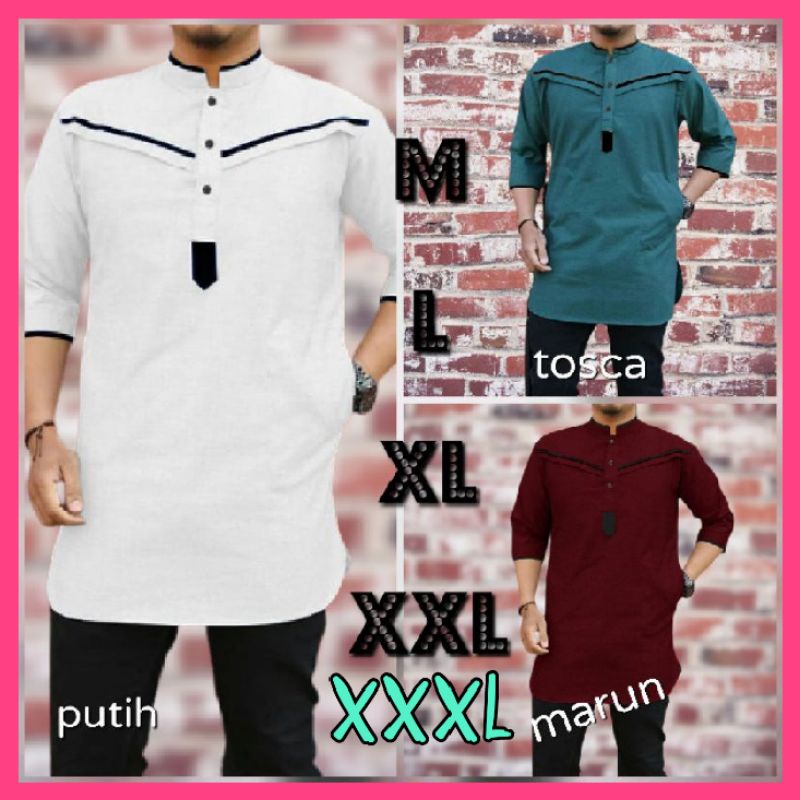 Baju kemeja Koko lengan 3/4 qurta Kurta Pakistan modern pakaian atasan muslim pria cowok dewasa Big 