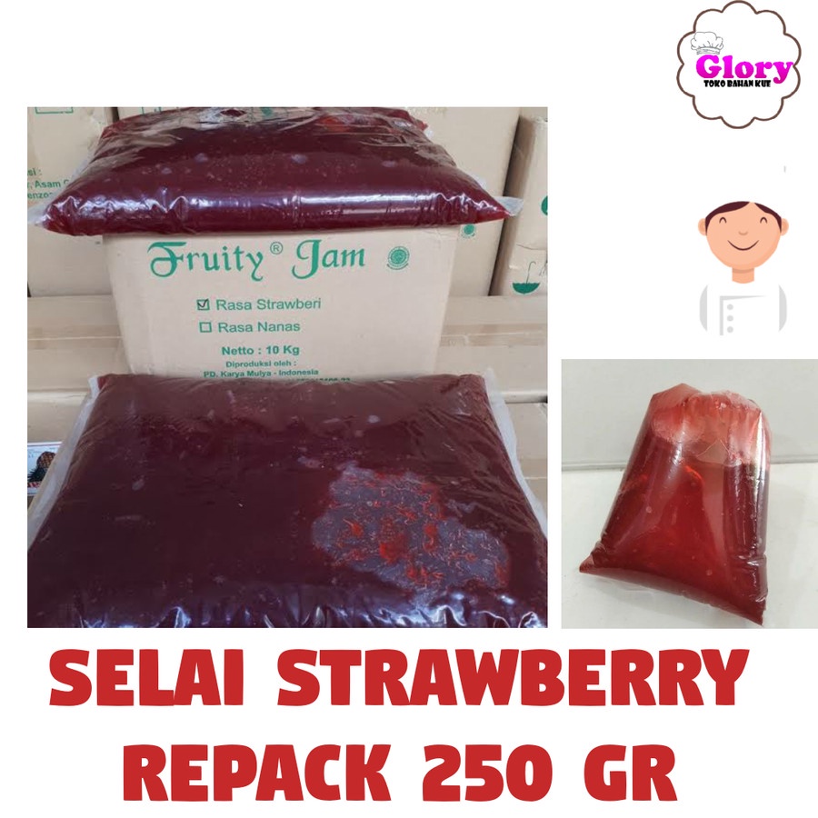 

selai strawberry repack 250gr/selai roti bakar