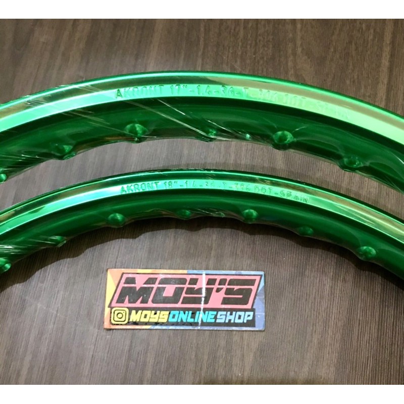 VELG AKRONT SPAIN RING 17 - 18 TAPAK 140/140 GREEN MADEIN THAILAND