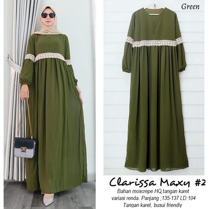 Baju gamis wanita terlaris dan termurah 2022 ukuran L|XL/ Pakaian wanita fashionable Clarissa Maxi Dress-3