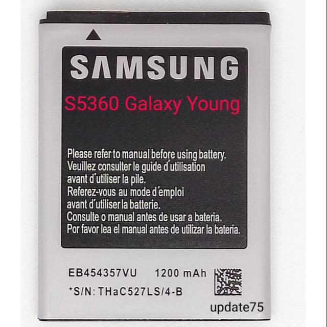 Baterai Samsung Galaxy Young S5360  S5300 pocket  Galaxy chat b5330  EB454357VU original