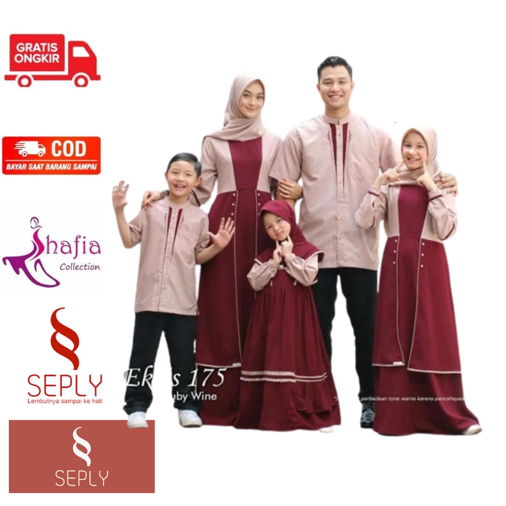 1.1 Seply Sarimbit Family Eksis 175 Ruby Wine Lebaran 2022/ Couple Seragam Keluarga Merah Maroon Gam