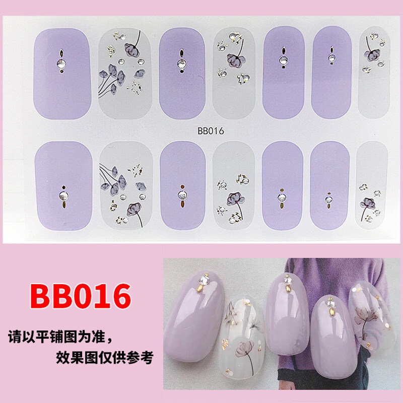 BB 14Pcs/Set Stiker Kuku 3d Desain Bermotif High End Berlian Mutiara Permata Warna-Warni Untuk Tempel Tahan Air Tahan Lama Menicure Stickers Korea Self Adhesive Fashion Sticker kuku Full Aksesoris Dapat Kupas Mudah Digunakan Dan Dilepas Anti Air Nail Art