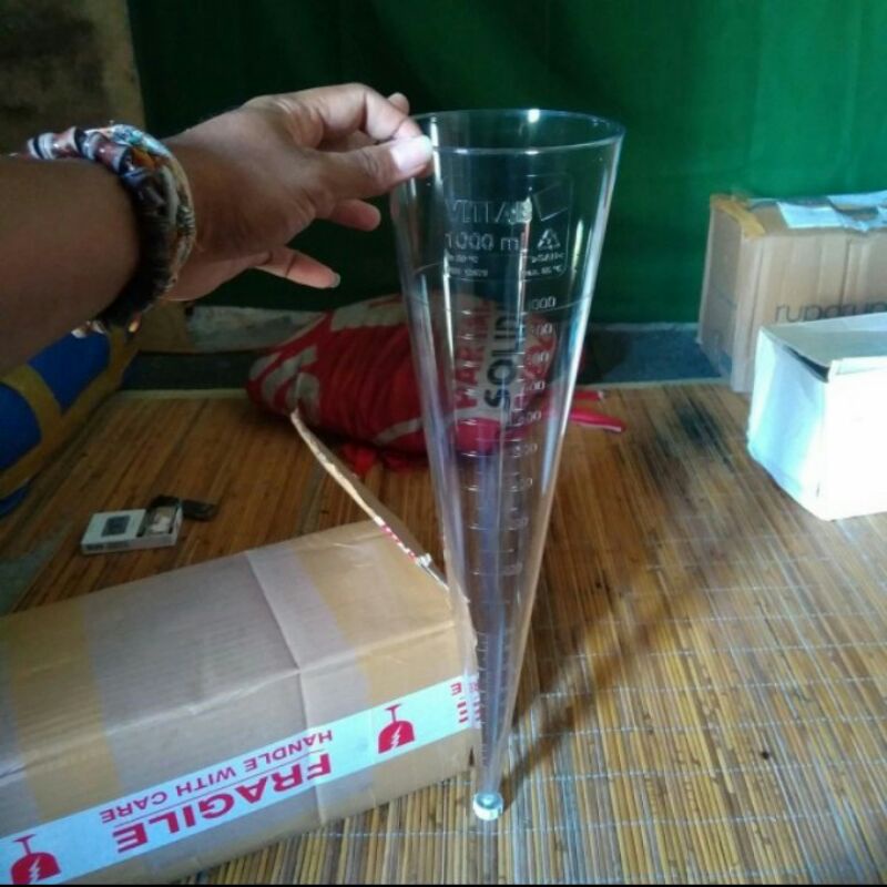 VITLAB Sedimentation cone Imhoff cap 1000 ml bahan SAN plastik akrilik