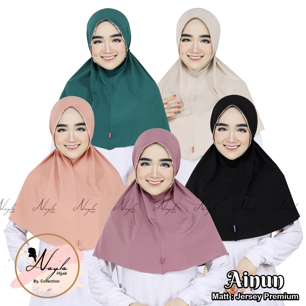 Kerudung Instan Tali Renda Ainun Hijab Instan Jersey Premium Jilbab Maryam Tali Renda Nayla Hijab